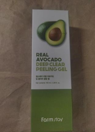 Пілінг-гель для обличчя farmstay real avocado deep clear peeling gel з екстрактом авокадо