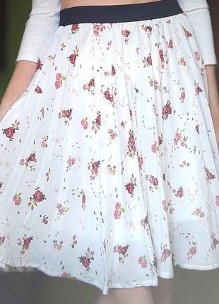 Женская белая юбка цветочный принт миди cropp s-m размер2 фото
