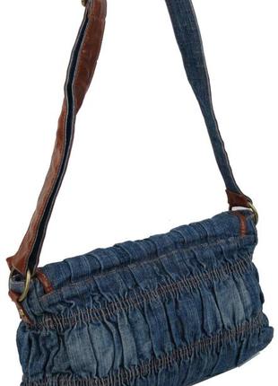 Женская джинсовая сумка через плечо fashion jeans bag синяя6 фото