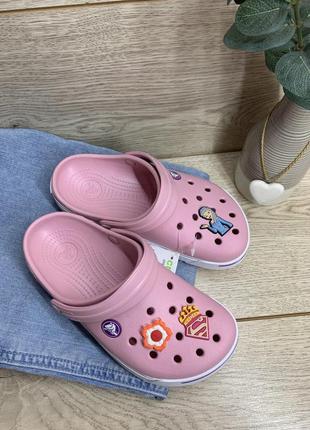 Ніжно-рожеві дитячі крокси crocs kids crocband ii 11990-6e2