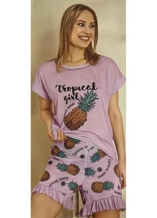Жіноча піжама (футболка + шорти) sude 6205 xl mix