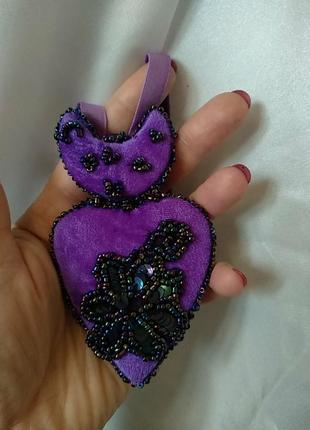Чокер фиолетовое сердце3 фото