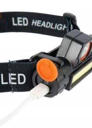 Фонарик ліхтар налобный светодиодный фонарь led usb аккумулятор4 фото