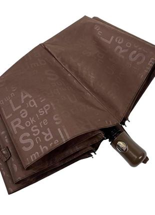 Женский зонт полуавтомат коричневый с принтом букв по куполу 02052-85 фото