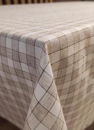 Льняная скатерть на стол в клетку 140х110 см