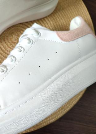 Білі кросівки кеди мокасини сліпони кріпери макквіни в стилі mcqueen7 фото