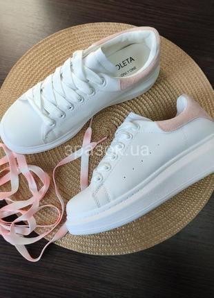 Білі кросівки кеди мокасини сліпони кріпери макквіни в стилі mcqueen1 фото
