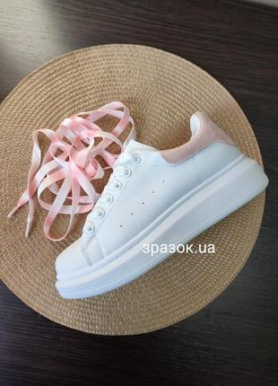 Білі кросівки кеди мокасини сліпони кріпери макквіни в стилі mcqueen4 фото