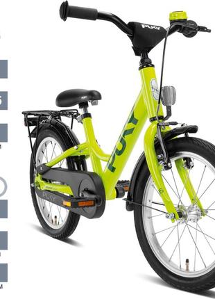 Дитячий велосипед 2-х колісний 16'' від 4-х років (зріст 105 - 125см) puky youke 16 алюмінієвий салатовий