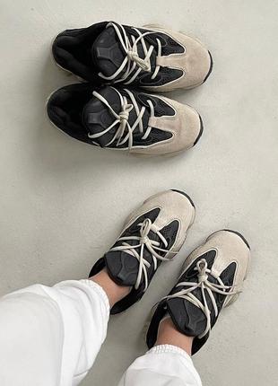 Крутейшие женские кроссовки adidas yeezy boost 500 black beige premium чёрные с бежевым9 фото