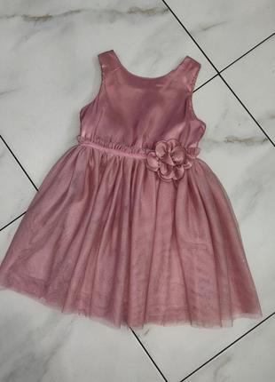 Нарядное пудровое фатиновое платье h&m 2-3 года 92-98см