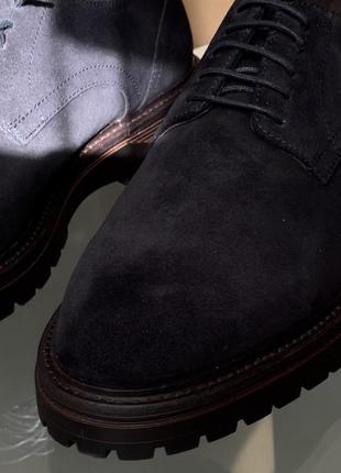 Стильная мужская обувь massimo dutti из натуральной темно синей замши2 фото