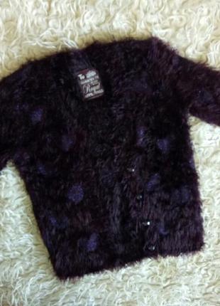 Кардиган травка в сердечки 5 лет теплый зимний