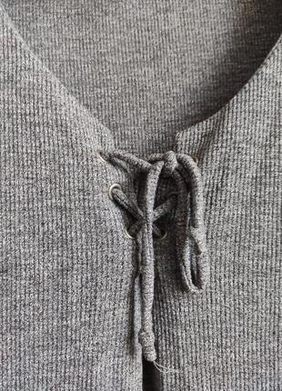 Джемпер женский на завязках кофта серая свитер с шнуровкой лонгслив pimkie4 фото