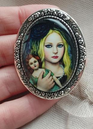 Брошь-кулон девочка, сиори мацумото, стимпанк, готика