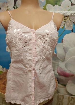 Нежная невероятная блуза майка вышиванка топ лен