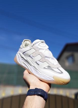 Мужские молодежные белые кожаные кроссовки adidas niteball 🆕 адидас найтбол