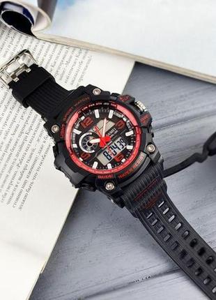 Спортивные мужские часы skmei 1283 black-red водостойкие наручные кварцевые3 фото
