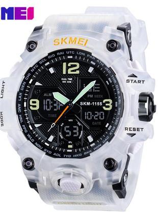 Спортивные мужские часы skmei 1155bwt white-black водостойкие наручные кварцевые