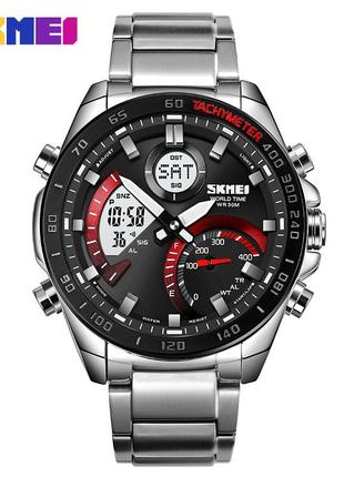 Спортивные мужские часы skmei 1889rdwt silver-red-white водостойкие наручные кварцевые