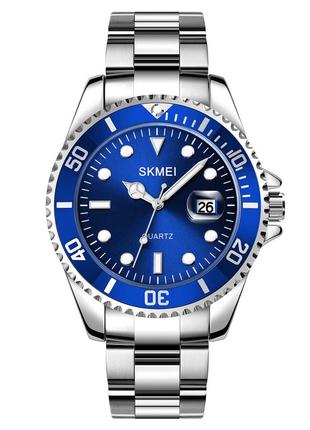 Классические мужские наручные часы skmei 1779 silver-blue (хомаж rolex submariner)