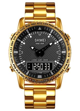 Спортивний чоловічий годинник skmei 1898gdbk gold-black водостійкий наручний кварцевий