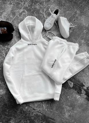 Чоловічий білий спортивний костюм з худі palm angels спортивний костюм на літо для хлопця