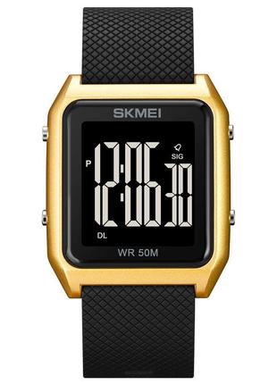Спортивные мужские часы skmei 1866gdbk gold-black водостойкие наручные кварцевые1 фото