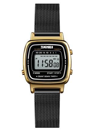 Спортивные мужские часы skmei 1901mhgdbk gold-black mesh водостойкие наручные кварцевые