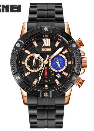 Спортивные мужские часы skmei 9235rg rose gold водостойкие наручные кварцевые