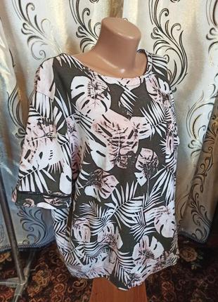 Стильна лляна блуза з тропічним принтом george2 фото