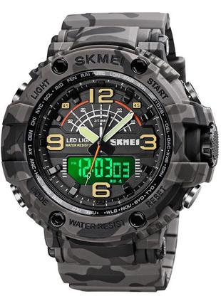 Спортивний чоловічий годинник skmei 1617 gray-military водостійкий наручний кварцевий