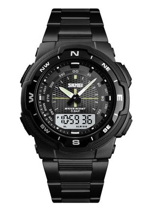 Спортивные мужские часы skmei 1370bkwt black-white водостойкие наручные кварцевые