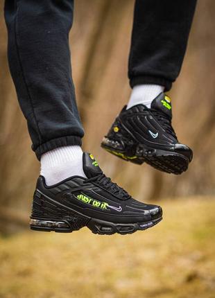 Кросівки чоловічі nike air max tn+3 just do it black volt чорні, найк аїр макс тн джаст ду іт