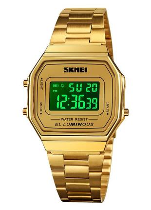 Спортивные мужские часы skmei 1647gd gold водостойкие наручные кварцевые2 фото