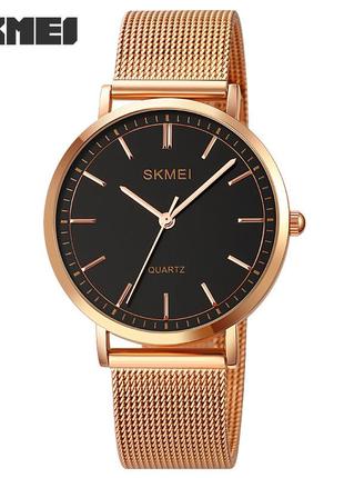 Спортивные мужские часы skmei 1664rgbk rose-gold black водостойкие наручные кварцевые