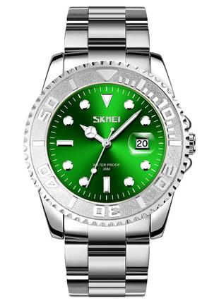 Спортивные мужские часы skmei 9295sign silver-green водостойкие наручные кварцевые