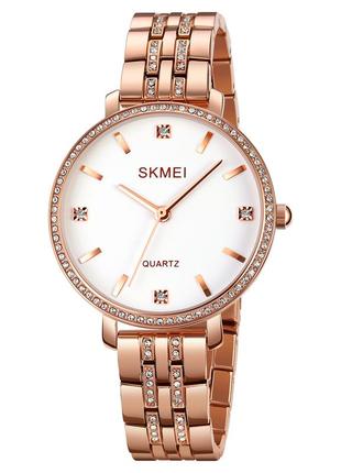 Женские часы skmei 2006rgwt rose-gold-white наручные кварцевые