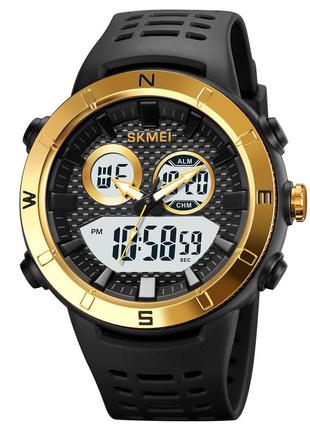 Спортивные мужские часы skmei 2014gdwt gold-white водостойкие наручные кварцевые