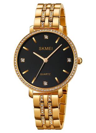 Женские часы skmei 2006gdbk gold-black наручные кварцевые