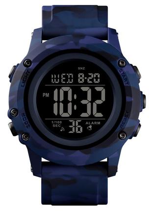 Спортивные мужские часы skmei 1506cmbu camouflage-blue водостойкие наручные кварцевые
