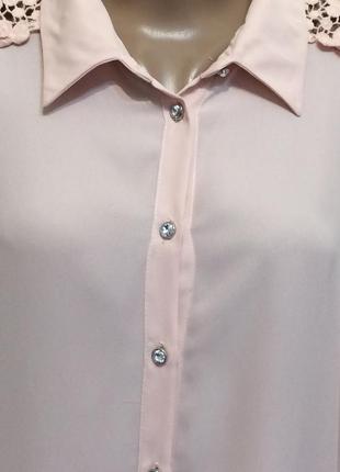 Блуза пудрового цвета с ажурными вставками george, р.18-205 фото