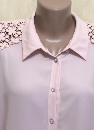 Блуза пудрового цвета с ажурными вставками george, р.18-203 фото