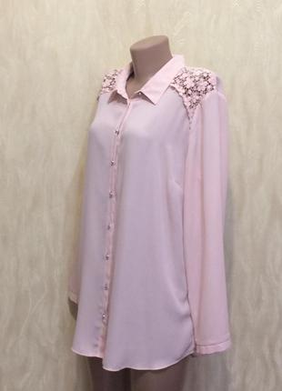 Блуза пудрового цвета с ажурными вставками george, р.18-207 фото
