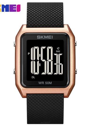 Спортивные мужские часы skmei 1866rgbk rose gold-black водостойкие наручные кварцевые1 фото