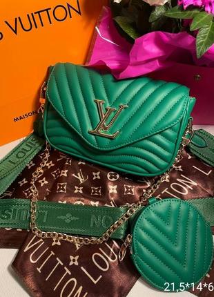 Женская сумка 2 в 1 зеленая сумка с кошельком сумка под стиль люи ✨виттон louis vuitton1 фото