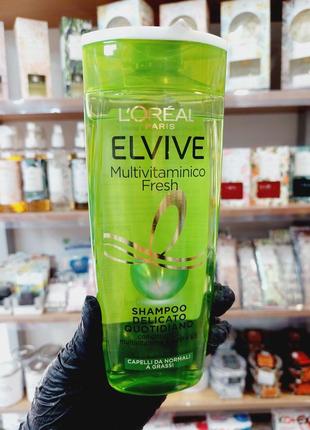 Шампунь для волос  loreal elvive  multivitaminico fresh 250мл (іт)