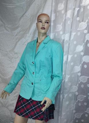 Жакет женский,натуральный,бирюзового цвета.