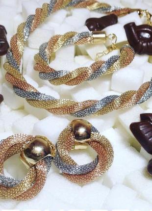 Комплект серьги ожерелье бижутерия