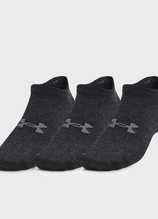 Under armour черные носки (3 пары) ua essential no show 3pk